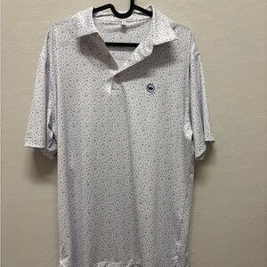 Peter Millar White Polo with Subtle Pattern
